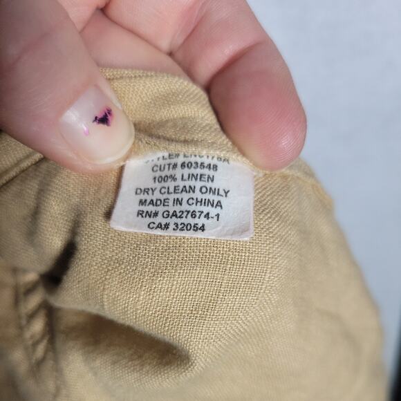 Anthropologie NEW Eva Franco Women's LINEN Beige/Brown Belted Trench Jacket M - Picture 7 of 7